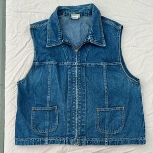 Vintage 90s Crossroads Denim Zip Up Vest, Y2K Western Streetwear Granola Girl